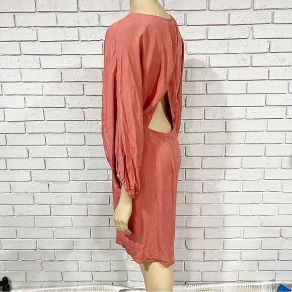 Anthropologie Women’s Puff-Sleeve Wrap Mini Dress in Pink - Picture 4 of 12